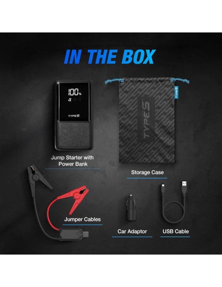 Arrancador de Batería Portátil TYPE S DC10 500A USB-C y USB-A Arrancador de Batería Portátil TYPE S DC10 500A USB-C y USB-A