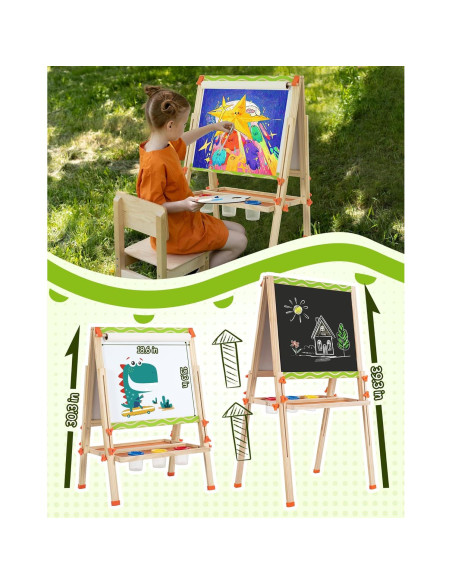 Caballete Infantil Ajustable OMOTIYA Doble Cara Verde 3-8 Años Caballete Infantil Ajustable OMOTIYA Doble Cara Verde 3-8 Años