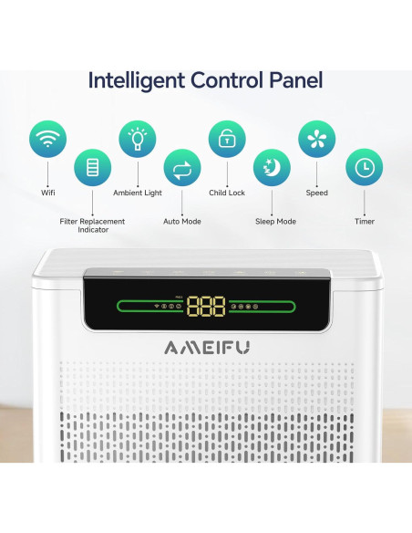 Purificador de Aire AMEIFU HEPA 222 m con Control WiFi Purificador de Aire AMEIFU HEPA 222 m con Control WiFi