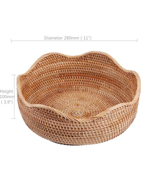 Cesta Redonda de Ratán Amololo 28 cm para Frutas y Snacks Cesta Redonda de Ratán Amololo 28 cm para Frutas y Snacks