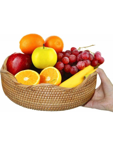 Cesta Redonda de Ratán Amololo 28 cm para Frutas y Snacks