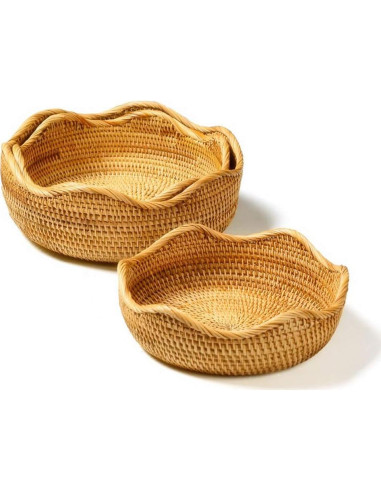 Cesta Redonda de Ratán Amololo 28 cm para Frutas y Snacks