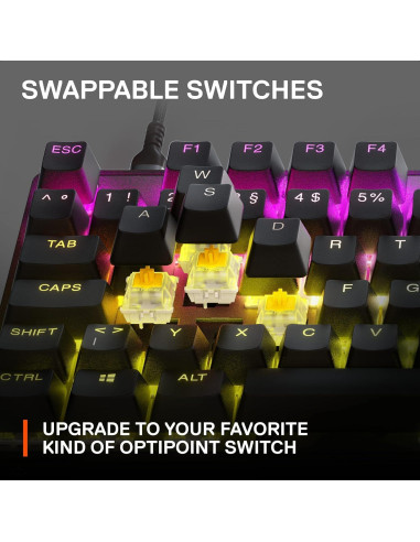 Teclado Mecánico SteelSeries Apex 9 TKL - Óptico Intercambiable