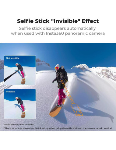 Palo de Selfie Invisible K&F Concept 120cm Ajustable con Adaptador