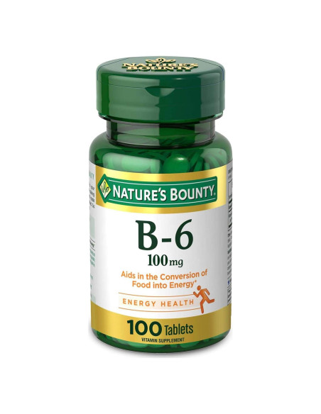 Tabletas de Vitamina B6 Nature's Bounty 100mg 100 Ct - Energía y Salud Tabletas de Vitamina B6 Nature's Bounty 100mg 100 Ct - Energía y Salud