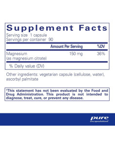 Suplemento de Magnesio Citrato Pure Encapsulations 90 Cápsulas 2