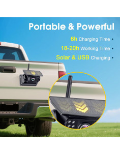 Cámara de Respaldo Inalámbrica Solar V7 para Camiones HD 1080P 2