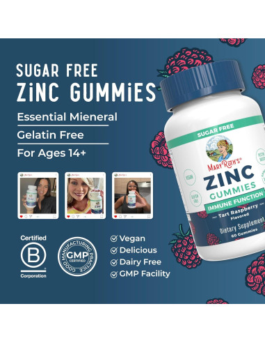 Gomitas de Zinc MaryRuth | Suplemento Inmunológico Vegano | 30 Porciones