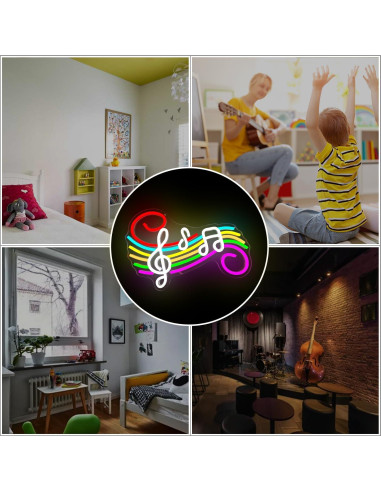 Cartel de Neón Ajoyferris Nota Musical LED Regulable 0.5kg