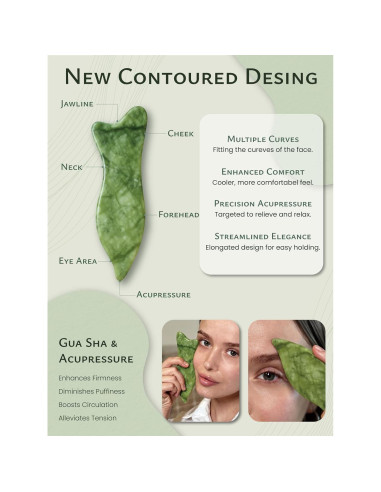 Herramienta Facial Gua Sha Rena Chris Jade Natural 17.8cm
