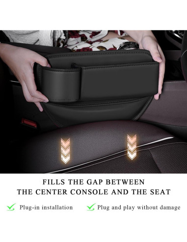Organizador de Asiento de Coche Gasedin Beige Ajustable con Portavasos