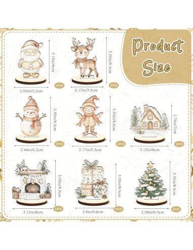 Juego de Centro de Mesa de Madera Boho Beige Navidad 16 Pcs
