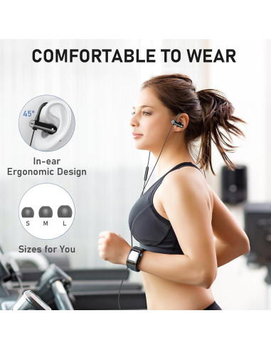 Auriculares Deportivos ASKUBSKU 1.8m con Micrófono y Aislamiento