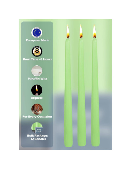 Hyoola Velas Taper Altas 12 Pack 25.4 cm Verde Apio Sin Goteo Hyoola Velas Taper Altas 12 Pack 25.4 cm Verde Apio Sin Goteo