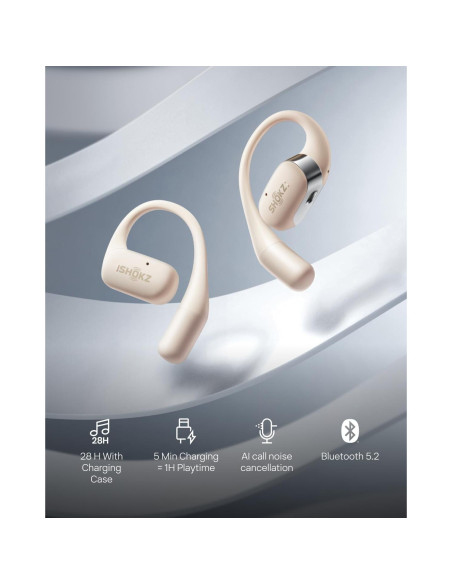 Auriculares Inalámbricos Shokz OpenFit Bluetooth 5.0 Beige Auriculares Inalámbricos Shokz OpenFit Bluetooth 5.0 Beige