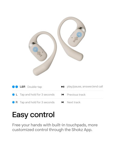 Auriculares Inalámbricos Shokz OpenFit Bluetooth 5.0 Beige