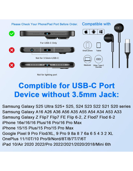 Auriculares USB C Samsung M60 con micrófono 4 pies Negro Auriculares USB C Samsung M60 con micrófono 4 pies Negro