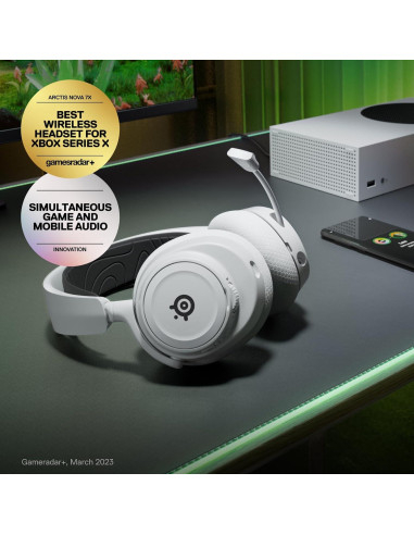 Auriculares Inalámbricos SteelSeries Arctis Nova 7X - 2.4GHz + Bluetooth - Xbox, PS5, PC - Blanco (Renovado)
