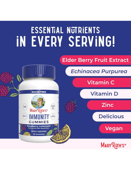 Gominolas Inmunidad MaryRuth 90ct | Vitamina C, D, Zinc, Equinácea Gominolas Inmunidad MaryRuth 90ct | Vitamina C, D, Zinc, Equinácea