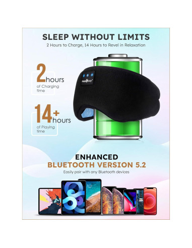 Auriculares Inalámbricos MUSICOZY para Dormir Bluetooth 5.4