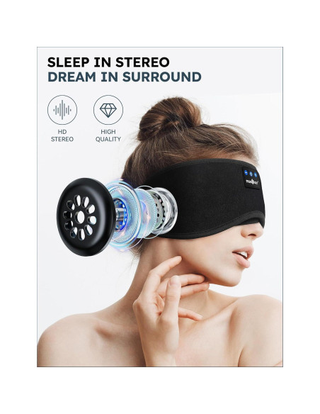 MUSICOZY Máscara de Sueño de Seda Fría con Auriculares Bluetooth MUSICOZY Máscara de Sueño de Seda Fría con Auriculares Bluetooth