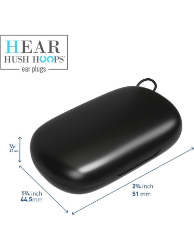 Tapones para oídos Hush Hoops de silicona negra, 17dB NRR, 1 par