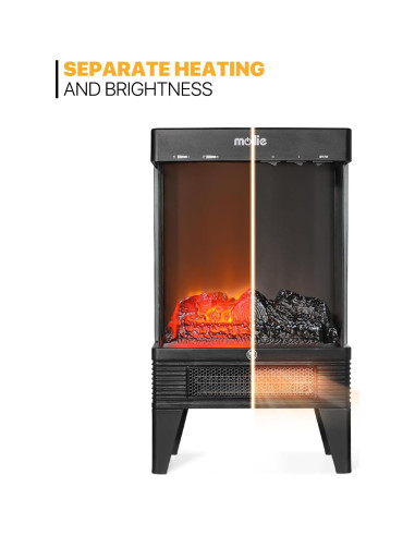 Estufa de Chimenea Eléctrica Mollie SF-2101 1500W Negra