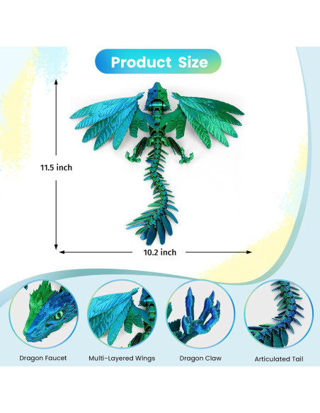 Dragón Wyvern Plumoso Impreso en 3D - Juguete Antiestrés 29.2 cm Dragón Wyvern Plumoso Impreso en 3D - Juguete Antiestrés 29.2 cm