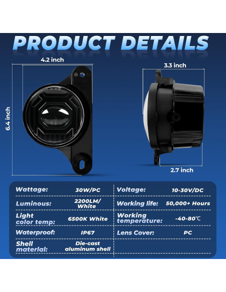 Luces Antiniebla LED YUDE para Jeep Wrangler JK JL 2013-2024 Luces Antiniebla LED YUDE para Jeep Wrangler JK JL 2013-2024