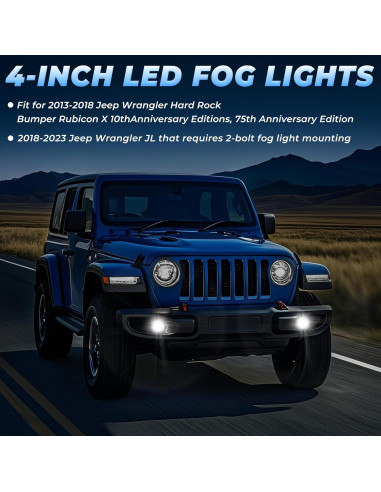 Luces Antiniebla LED YUDE para Jeep Wrangler JK JL 2013-2024
