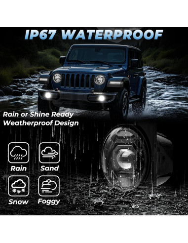 Luces Antiniebla LED YUDE para Jeep Wrangler JK JL 2013-2024