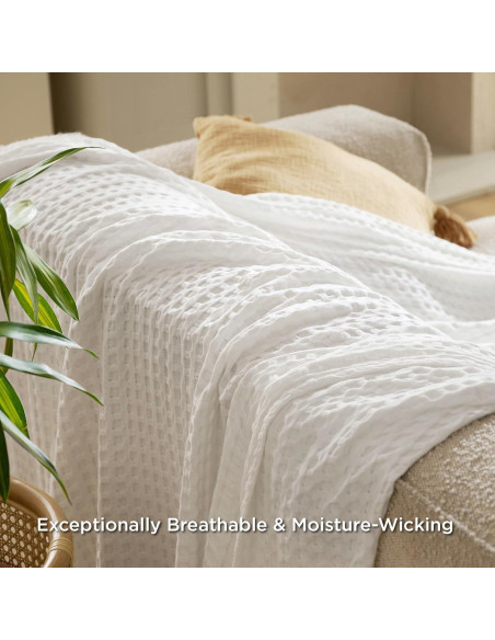 Manta Refrigerante King Bedsure Algodón y Bambú Marfil 264x229 cm
