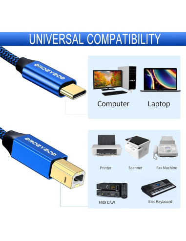 Cable de impresora USB C a B 6.1m GOSYSONG alta velocidad
