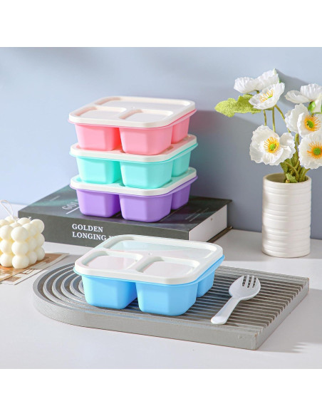 Contenedor Bento TOUWMX 4 Piezas 3 Compartimentos 473ml Contenedor Bento TOUWMX 4 Piezas 3 Compartimentos 473ml