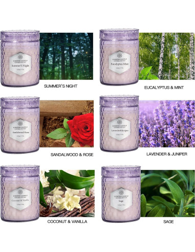 Juego de 6 Velas Aromáticas de Soja Moradas - 240 Horas