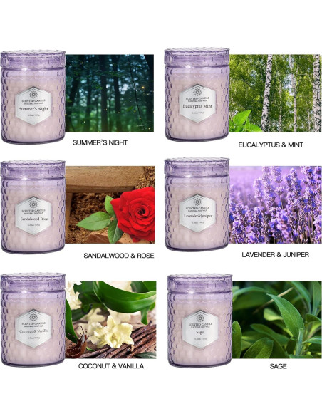 Juego de 6 Velas Aromáticas de Soja Moradas - 240 Horas Juego de 6 Velas Aromáticas de Soja Moradas - 240 Horas