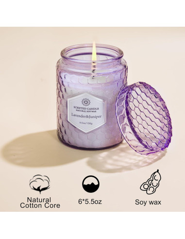 Juego de 6 Velas Aromáticas de Soja Moradas - 240 Horas