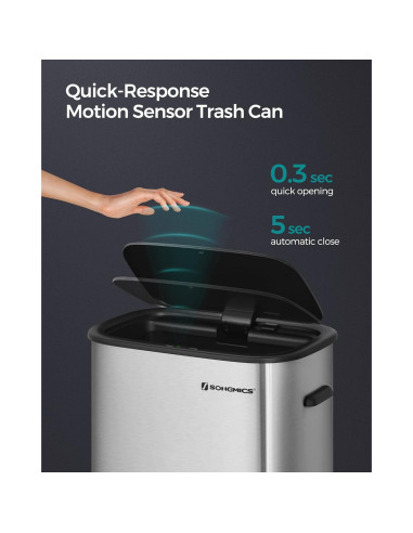 Bote de Basura Automático SONGMICS 50L con Sensor y Tapa Suave