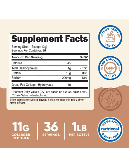 Polvo de Colágeno Hidrolizado Nutricost 454g Sabor Caramelo Salado Polvo de Colágeno Hidrolizado Nutricost 454g Sabor Caramelo Salado