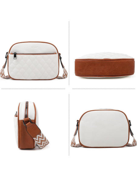 Bolso Cruzado Pequeño de Cuero PU para Mujeres - Blanco Bolso Cruzado Pequeño de Cuero PU para Mujeres - Blanco