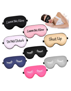 8 Piezas Máscara de Sueño de Seda WLLHYF Ajustable 20x10cm