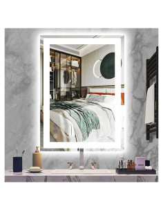 Espejo de Baño THEKLA 76.2 x 50.8 cm LED Táctil 3 Colores