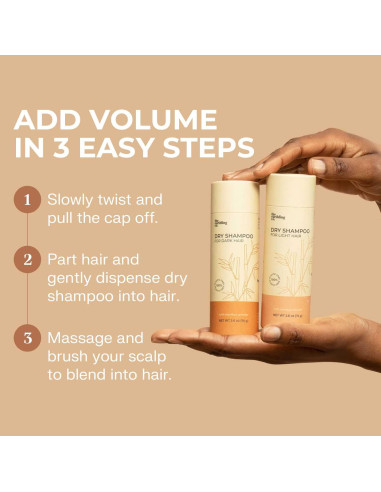 Champú Seco The Earthling Co. 74 g - Voluminizador Natural para Cabello Oscuro