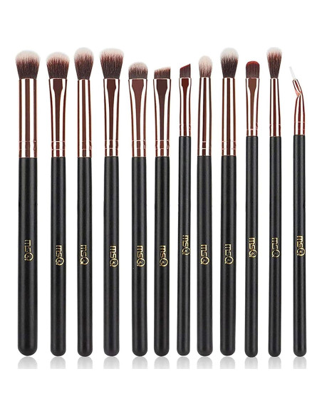 Juego de Brochas para Ojos MSQ 12pcs Oro Rosa con Funda Juego de Brochas para Ojos MSQ 12pcs Oro Rosa con Funda