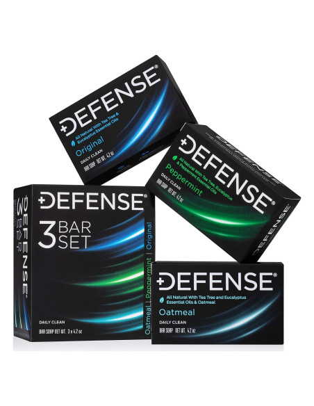 Jabón Natural Defense Soap Set 3 Variedades - Original, Menta, Avena Jabón Natural Defense Soap Set 3 Variedades - Original, Menta, Avena