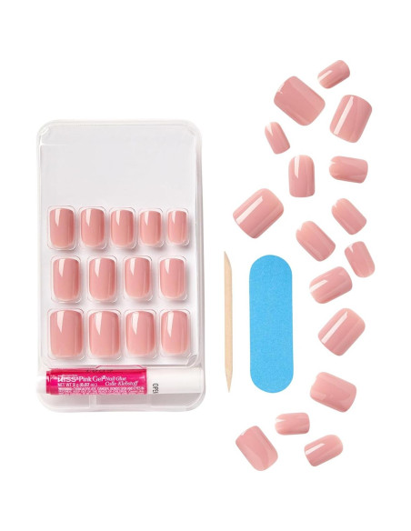 KISS Uñas Postizas Gel Fantasy Ribbons Rosa Cortas 28 Uñas KISS Uñas Postizas Gel Fantasy Ribbons Rosa Cortas 28 Uñas