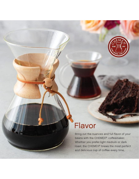 Cafetera Chemex Pour-Over Clásica 8 Tazas Vidrio Borosilicato Cafetera Chemex Pour-Over Clásica 8 Tazas Vidrio Borosilicato