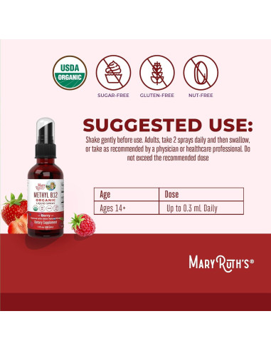 Spray de Vitamina B12 MaryRuth 29.57 ml | Vegano y Orgánico