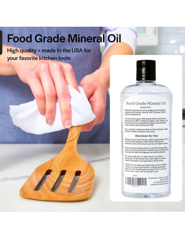 Aceite Mineral Grado Alimenticio Trece Chefs 355ml para Tablas de Cortar