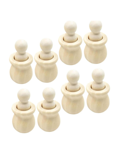Set de 8 Muñecos de Madera sin Terminar NUOBESTY para DIY Set de 8 Muñecos de Madera sin Terminar NUOBESTY para DIY